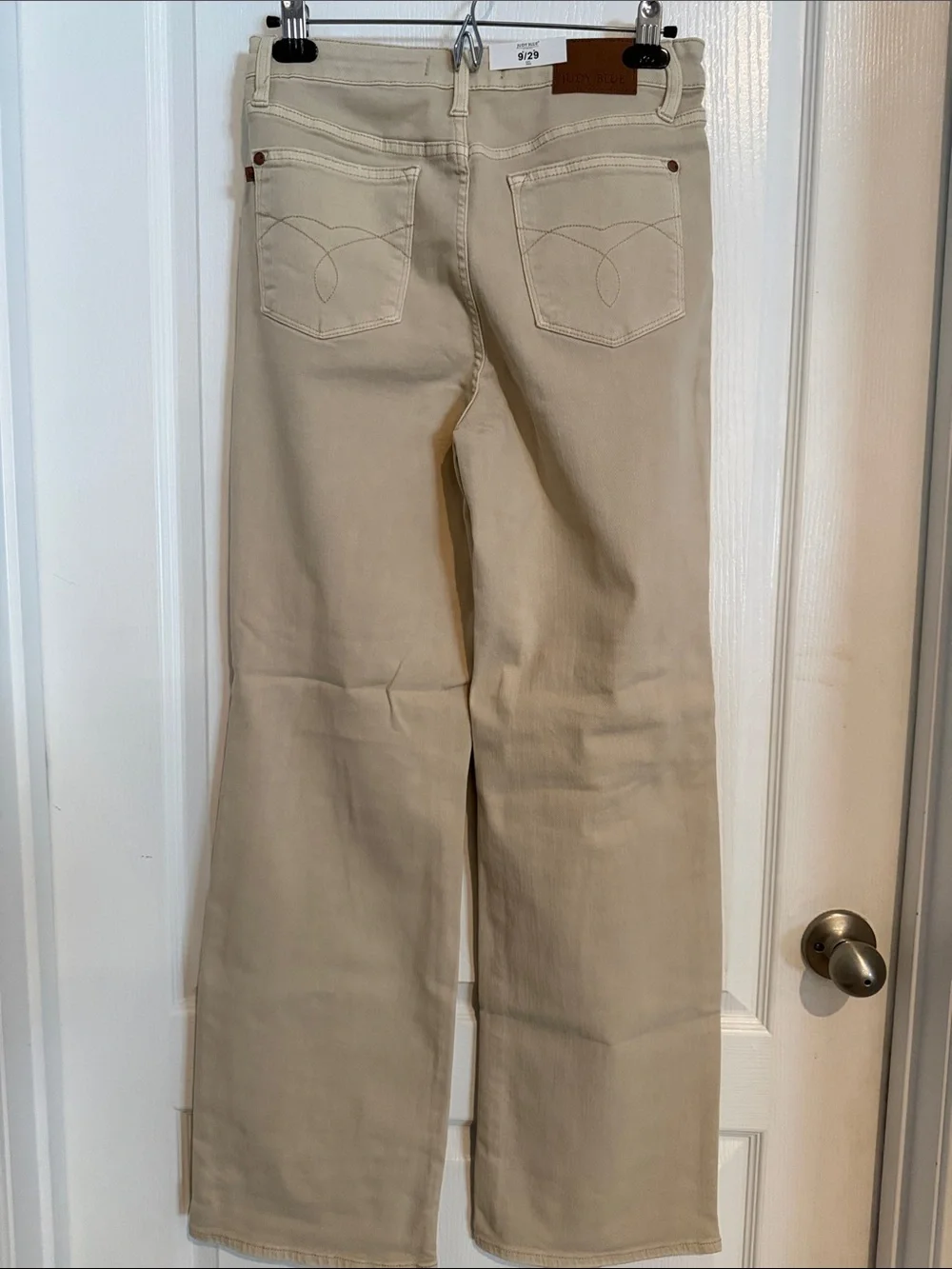 Judy Blue Beige Wide Leg Distressed Jeans
